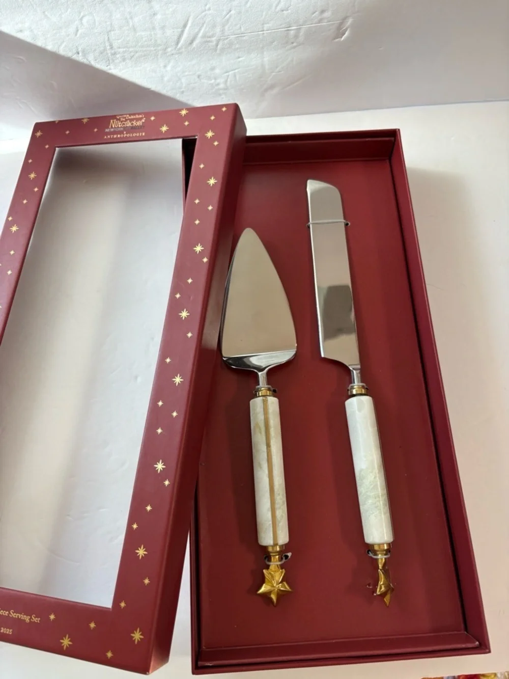 NWT Anthropologie New York City Ballet Marble Cake Serve Set